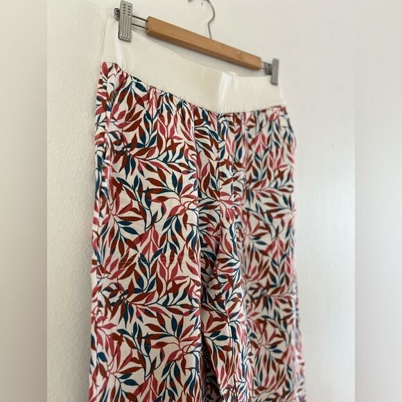 Lands End Floral Print Linen Wide Leg Pants - Picture 2 of 6